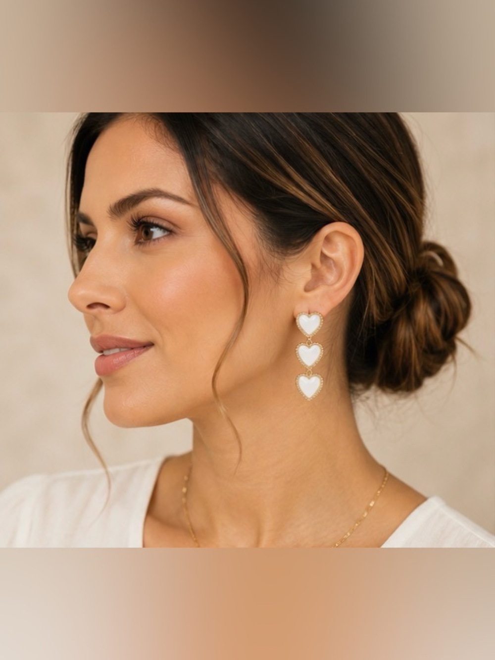 Triple Heart Drop / Statement Earrings